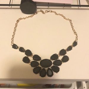 Black gem necklace with gold chain